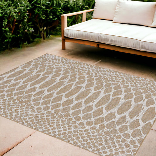 8' X 11' Ivory Abstract Indoor Outdoor Area Rug