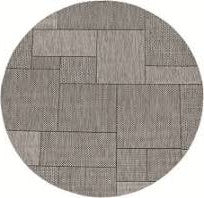 3'X4' Grey Machine Woven Uv Treated Geometric Blocks Indoor Outdoor Accent Rug