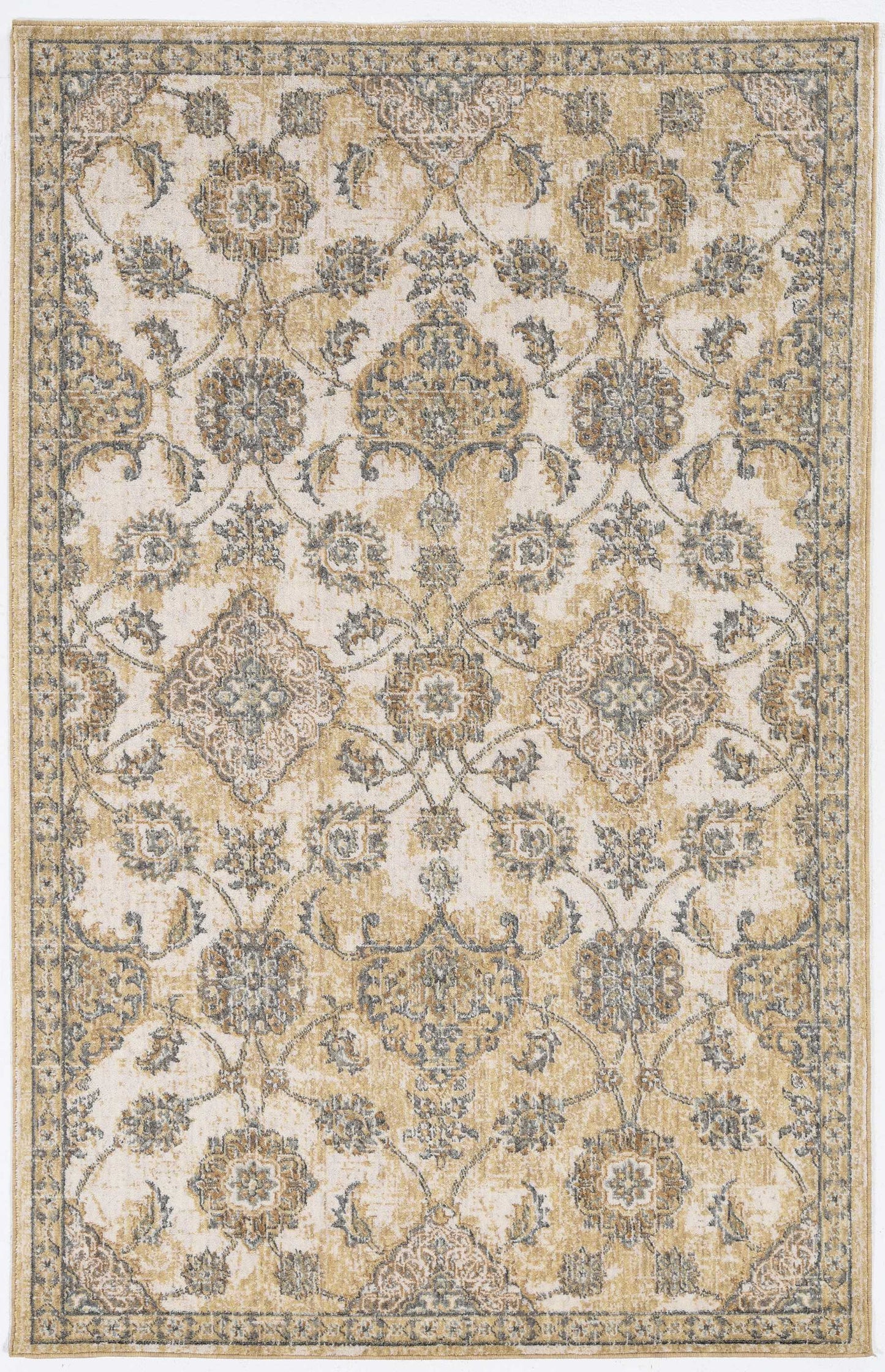 2' X 3' Ivory Sand Vintage Wool Accent Rug