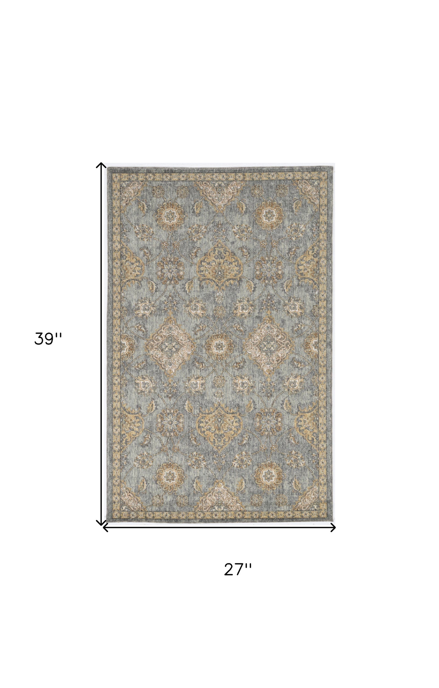 2'X3' Sage Green Machine Woven Vintage Traditional Indoor Accent Rug