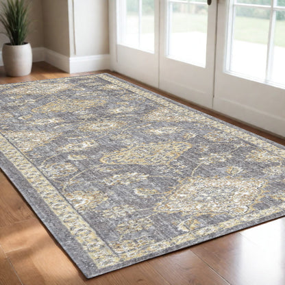 2' X 3' Sage Green Wool Floral Distressed Area Rug