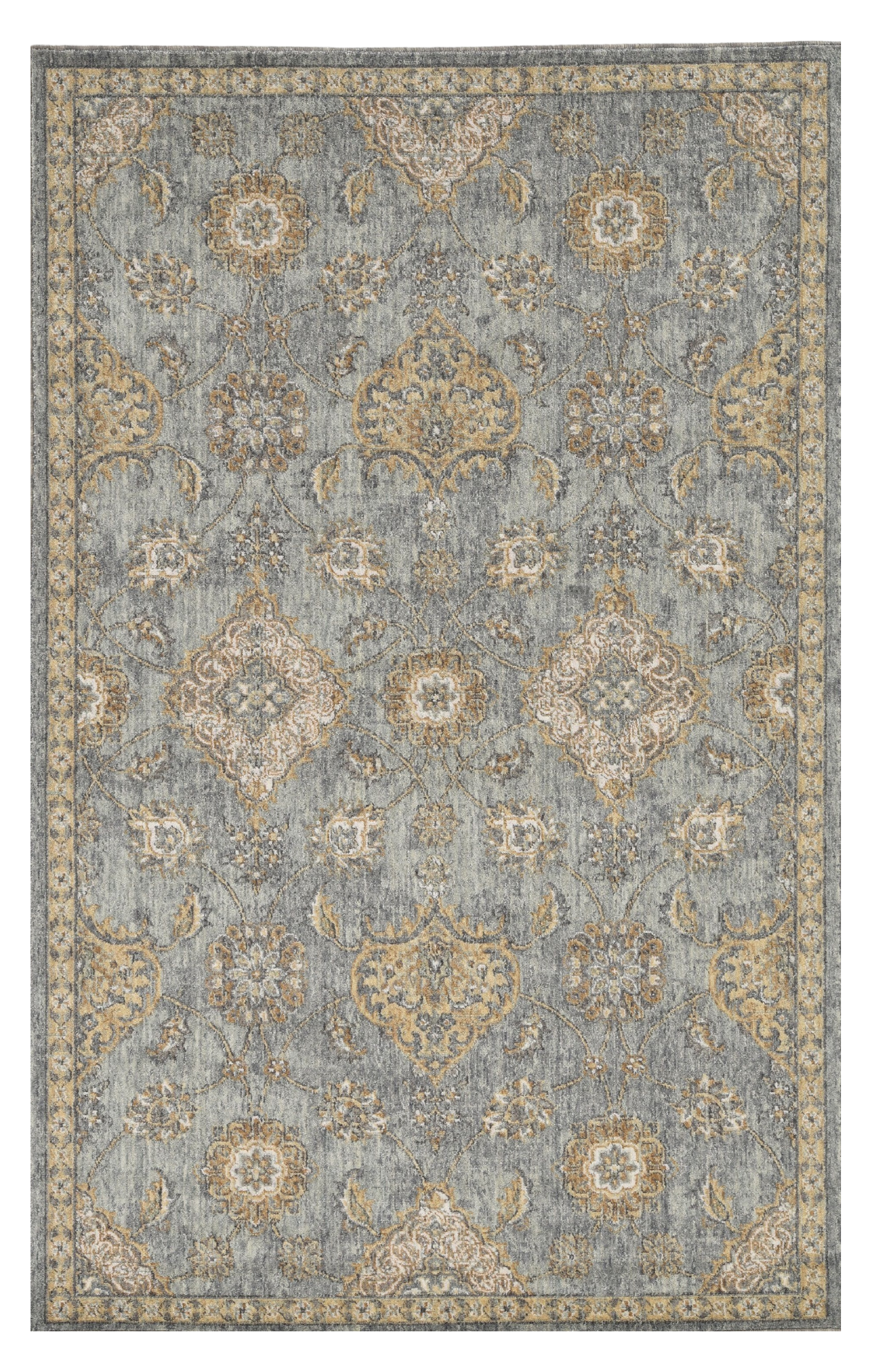 2' X 3' Sage Green Wool Floral Distressed Area Rug