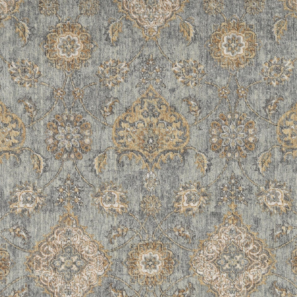 2' X 3' Sage Green Wool Floral Distressed Area Rug