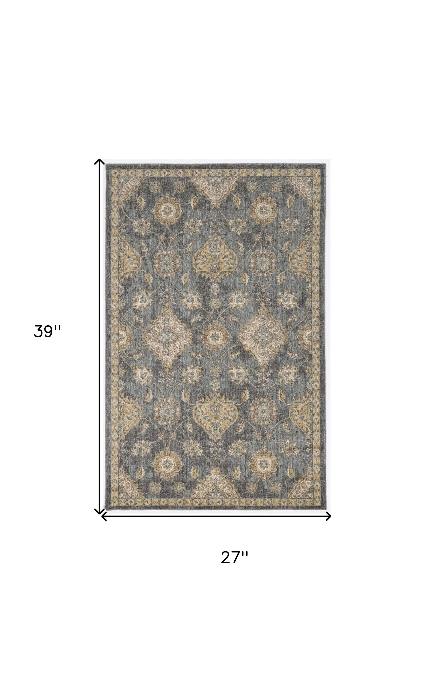 2' X 3' Slate Grey Vintage Wool Accent Rug