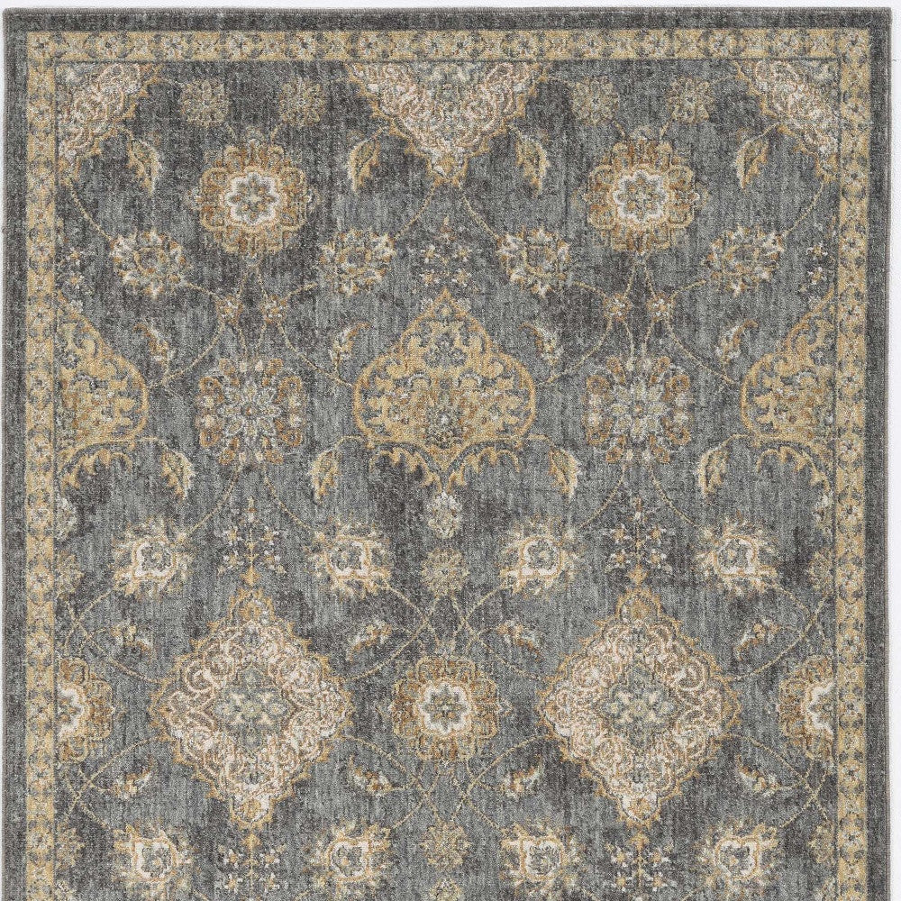 2' X 3' Slate Grey Vintage Wool Accent Rug