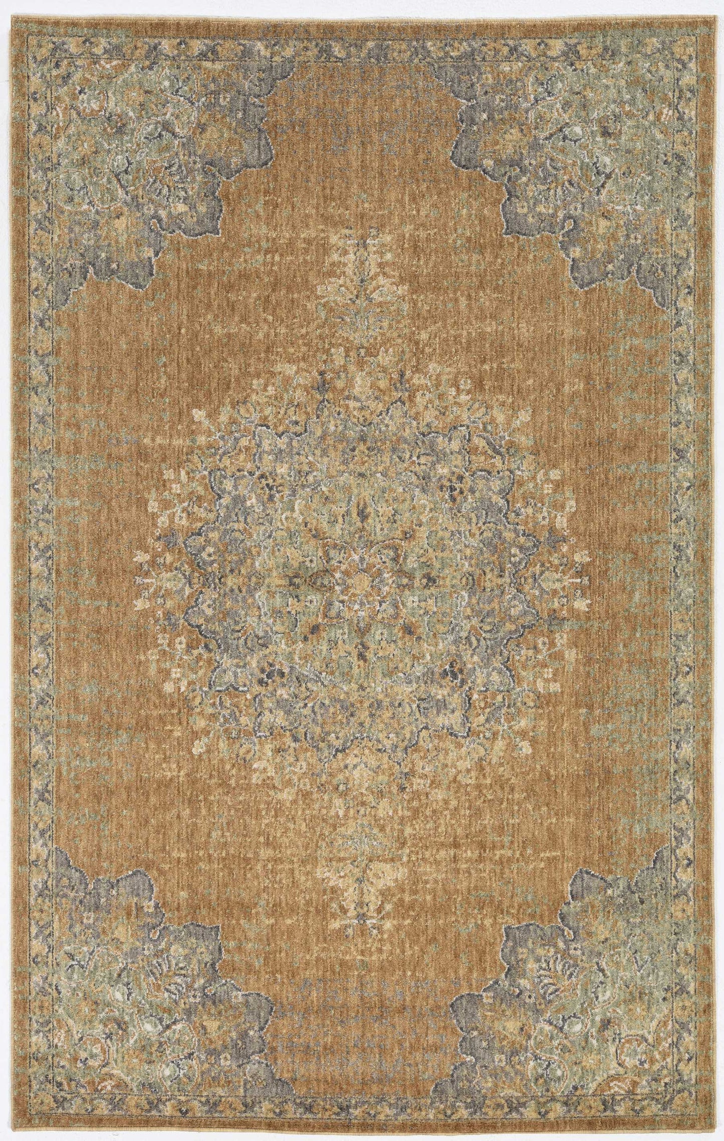 3' X 5' Coffee Brown Machine Woven Floral Medallion Indoor Area Rug - 96.0" (L) x 120.0" (W) x 1.0" (H)