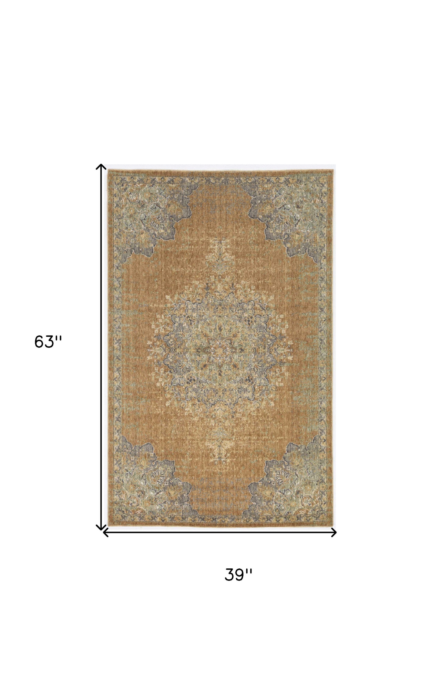 3' X 5' Coffee Brown Machine Woven Floral Medallion Indoor Area Rug - 96.0" (L) x 120.0" (W) x 1.0" (H)