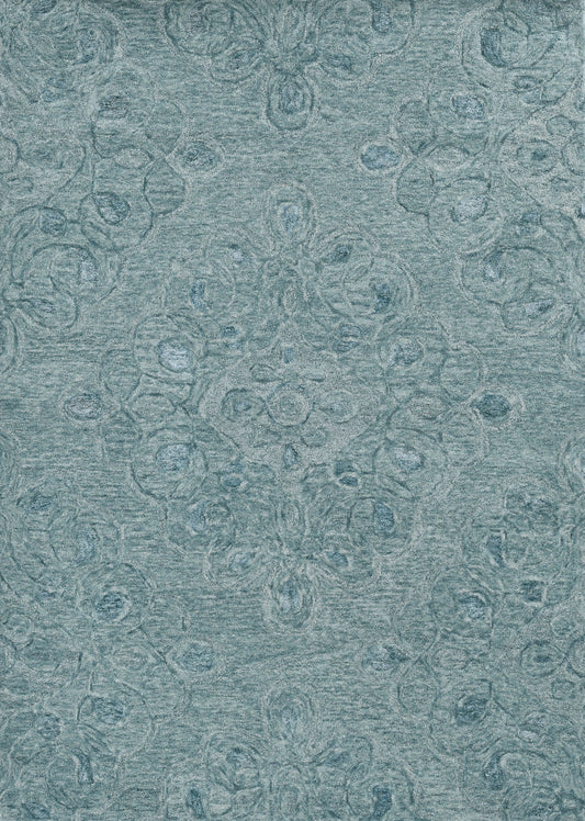 3'X5' Seafoam Blue Hand Tufted Floral Indoor Area Rug