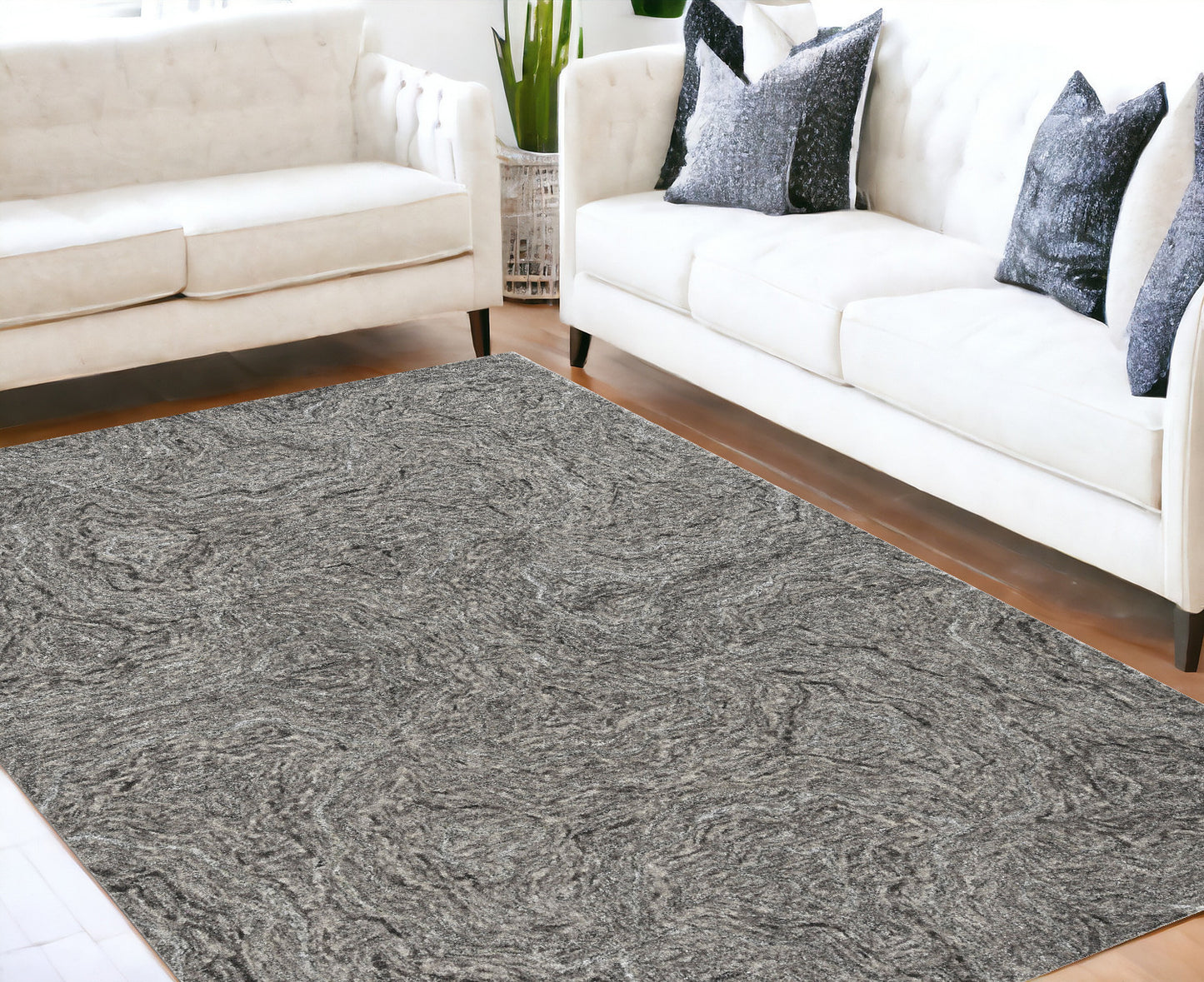 3' X 5' Grey Hand Tufted Abstract Indoor Area Rug