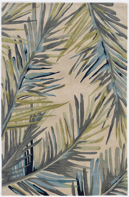 4'X6' Ivory Hand Tufted Tropical Palms Indoor Area Rug