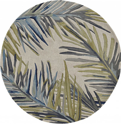 4'X6' Ivory Hand Tufted Tropical Palms Indoor Area Rug