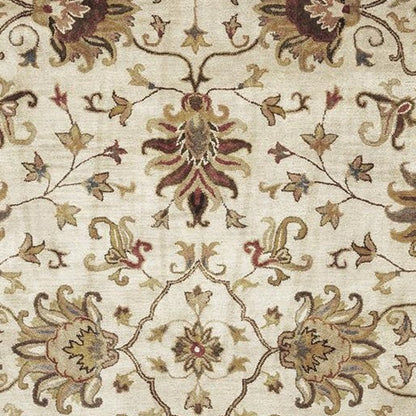 8' Champagne Wool Floral Handmade Runner Rug