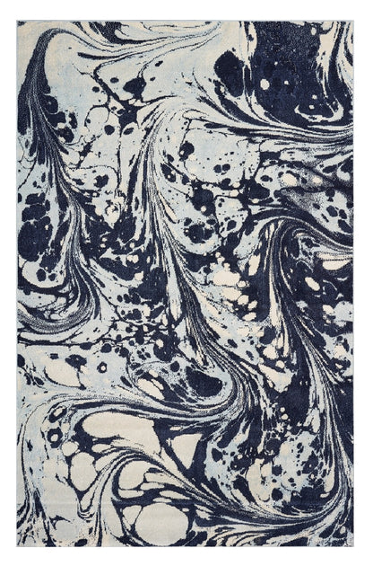 5' X 7' Blue Paint Splash Indoor Area Rug