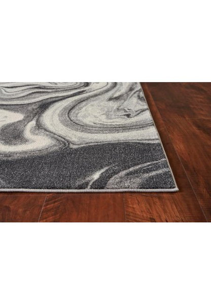 3'X5' Grey Black Machine Woven Marble Indoor Area Rug