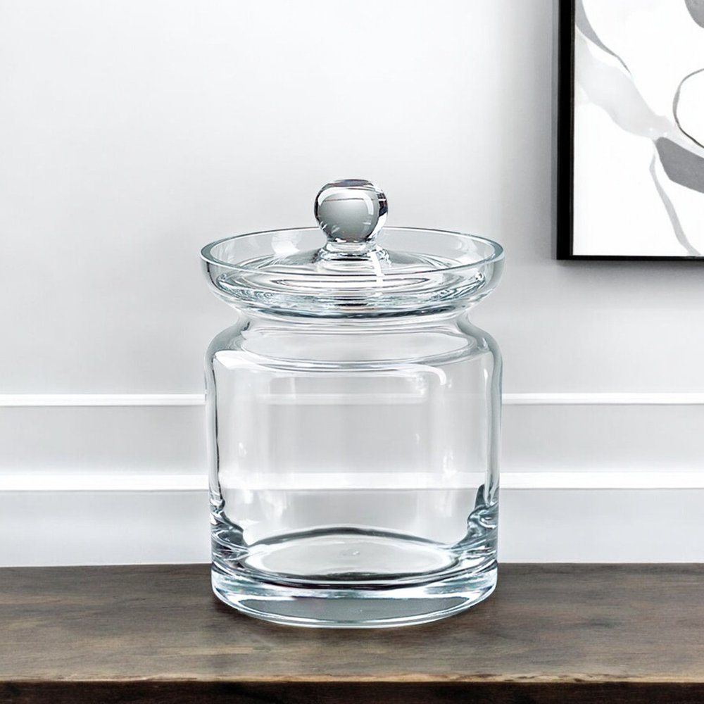6" Clear Mouth Blown Crystal Biscuit Jar HomeRoots