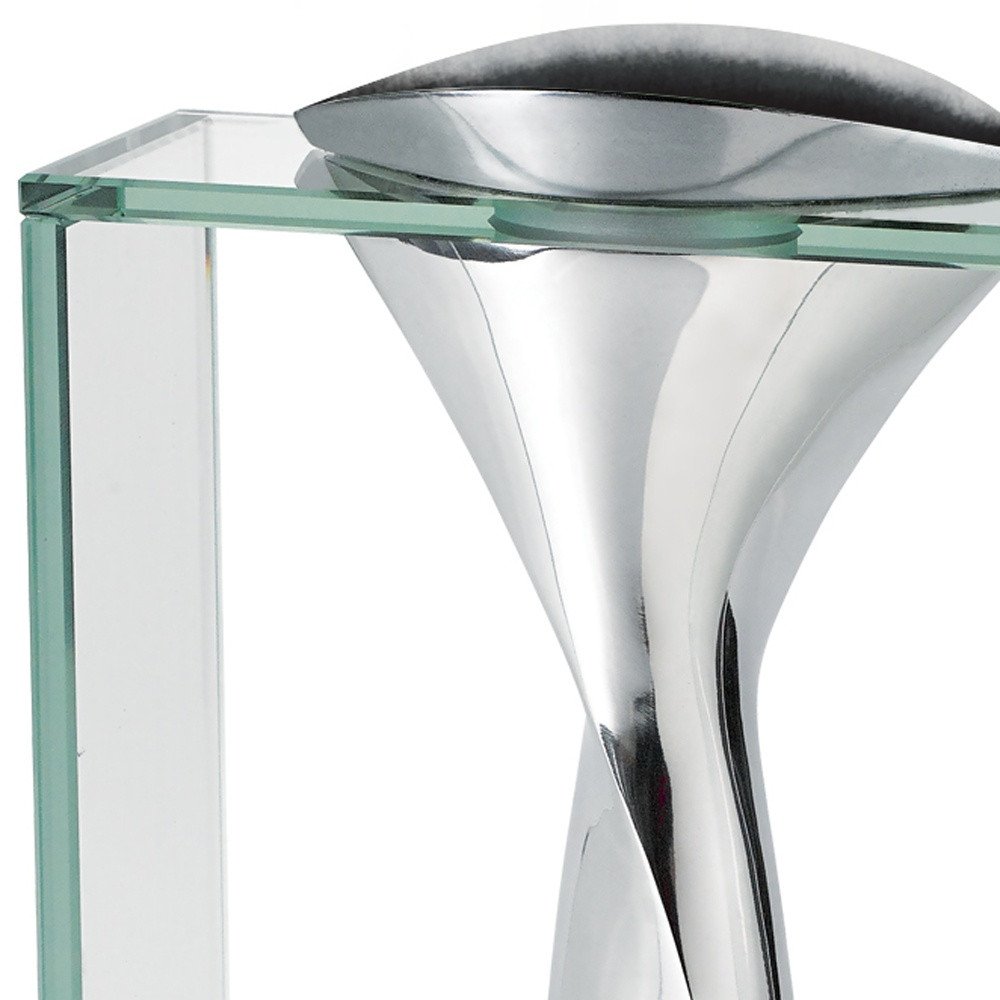 14" Clear Cylinder Aluminum And Crystal Glass Table Vase HomeRoots