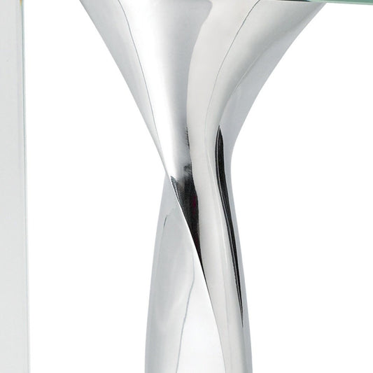 14" Clear Cylinder Aluminum And Crystal Glass Table Vase HomeRoots