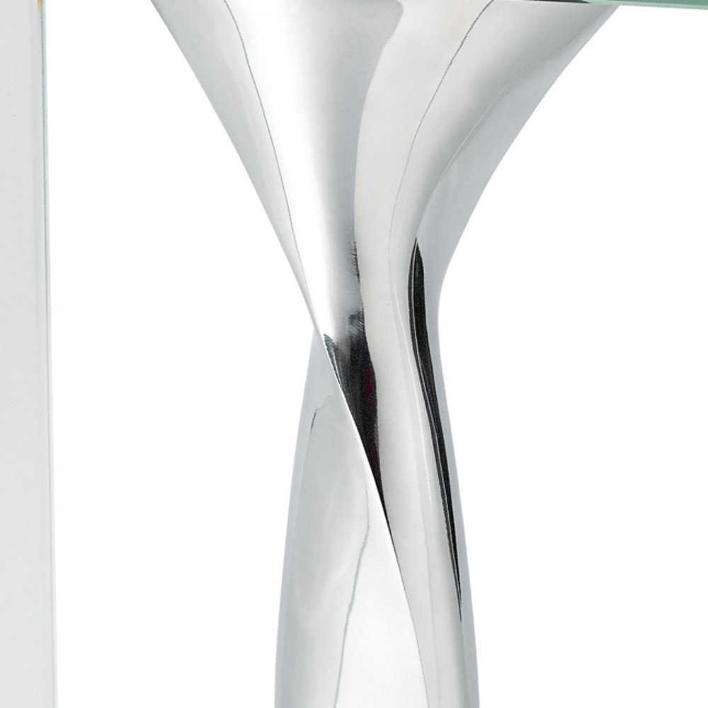 14" Clear Cylinder Aluminum And Crystal Glass Table Vase HomeRoots