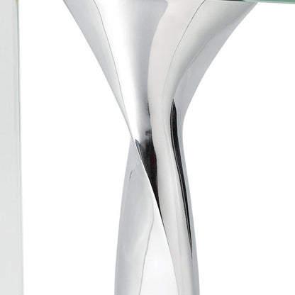 14" Clear Cylinder Aluminum And Crystal Glass Table Vase HomeRoots