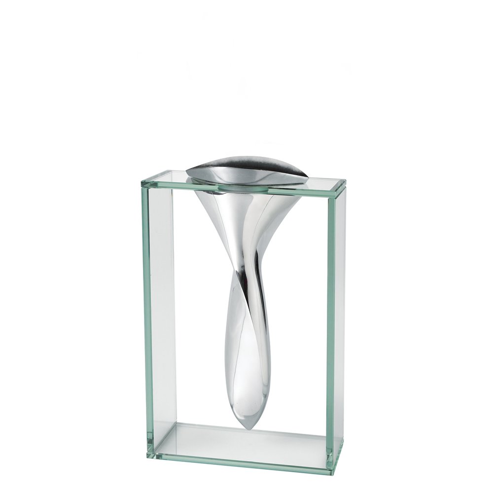 14" Clear Cylinder Aluminum And Crystal Glass Table Vase HomeRoots