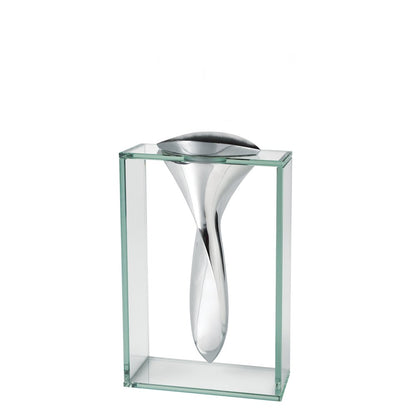 14" Clear Cylinder Aluminum And Crystal Glass Table Vase HomeRoots