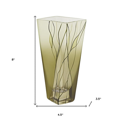 8" Green Cylinder Crystal Glass Table Vase HomeRoots