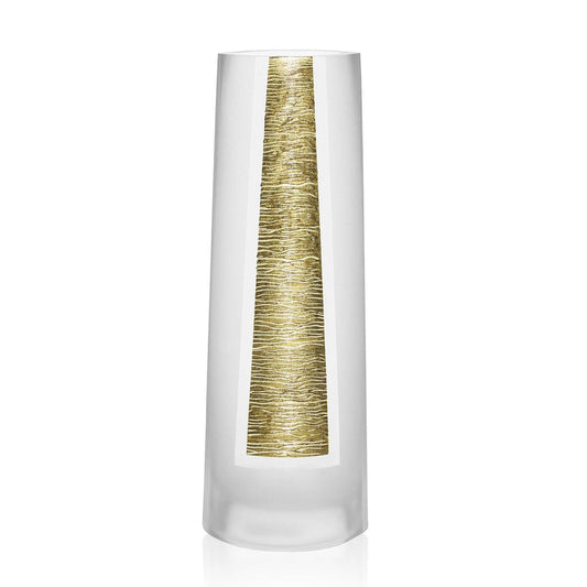 11" Clear And Gold Cylinder Lead Free Crystal Table Vase HomeRoots