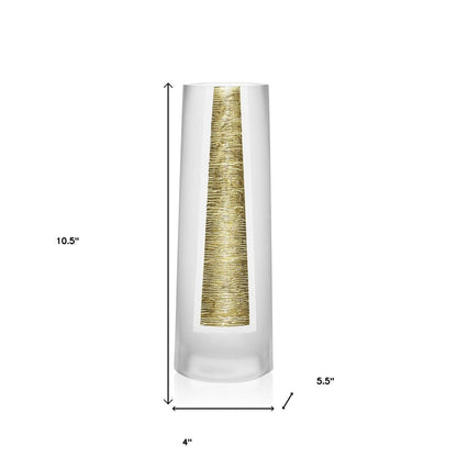 11" Clear And Gold Cylinder Lead Free Crystal Table Vase HomeRoots