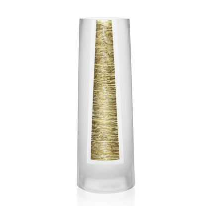 11" Clear And Gold Cylinder Lead Free Crystal Table Vase HomeRoots