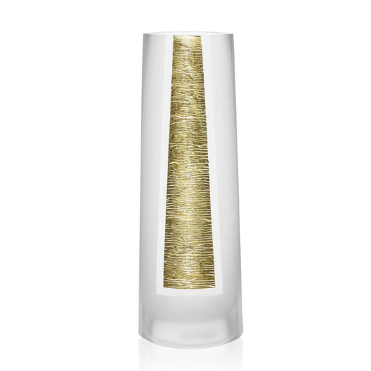 11" Clear And Gold Cylinder Lead Free Crystal Table Vase HomeRoots