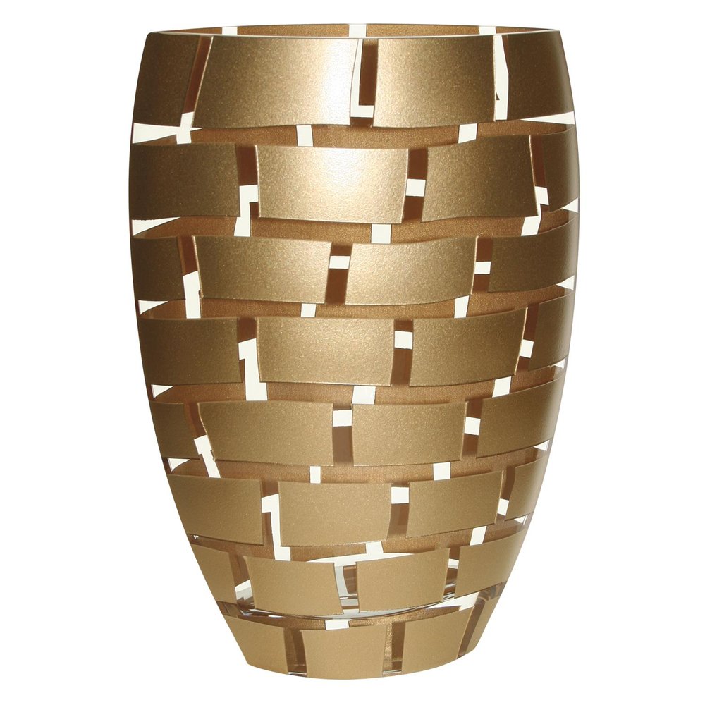 12" Gold And Clear Geometric Oval Lead Free Crystal Table Vase HomeRoots