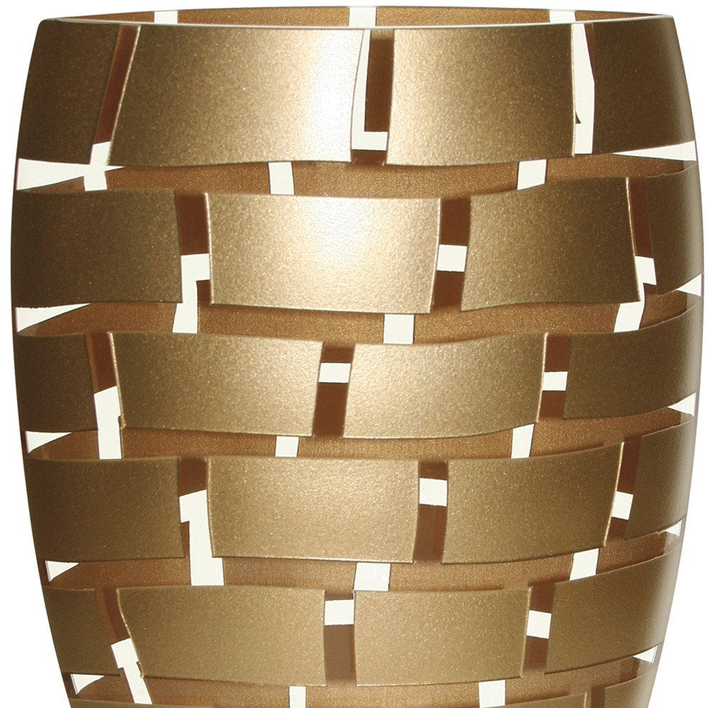 12" Gold And Clear Geometric Oval Lead Free Crystal Table Vase HomeRoots