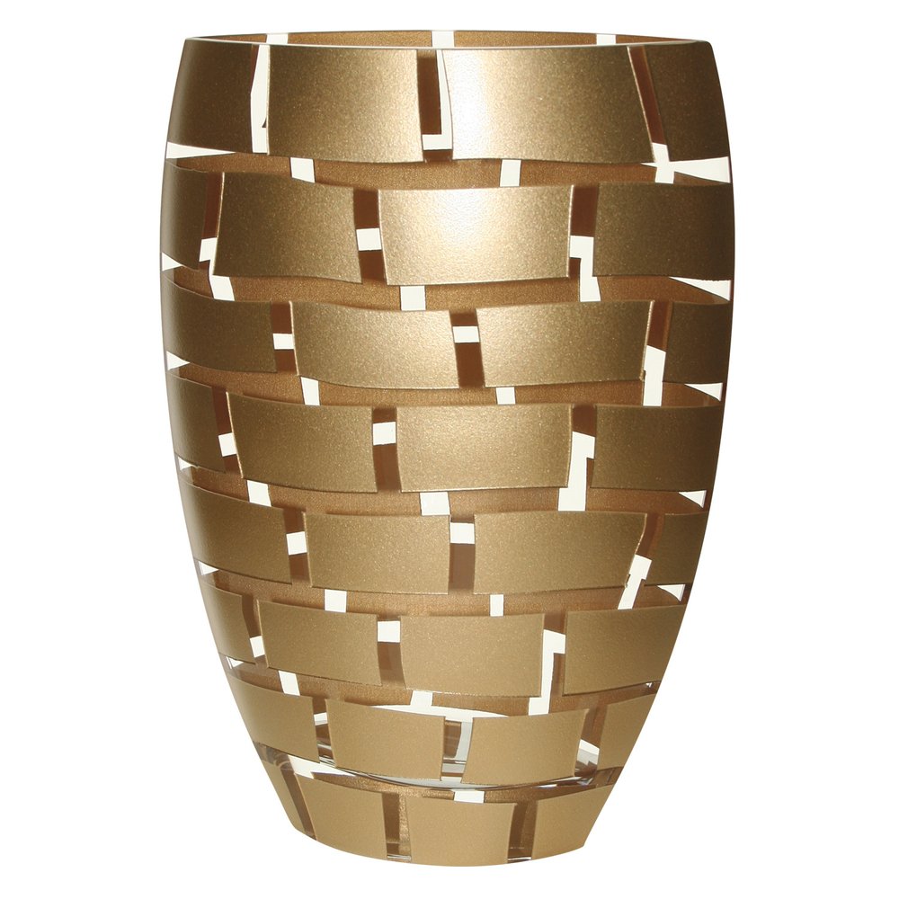 12" Gold And Clear Geometric Oval Lead Free Crystal Table Vase HomeRoots