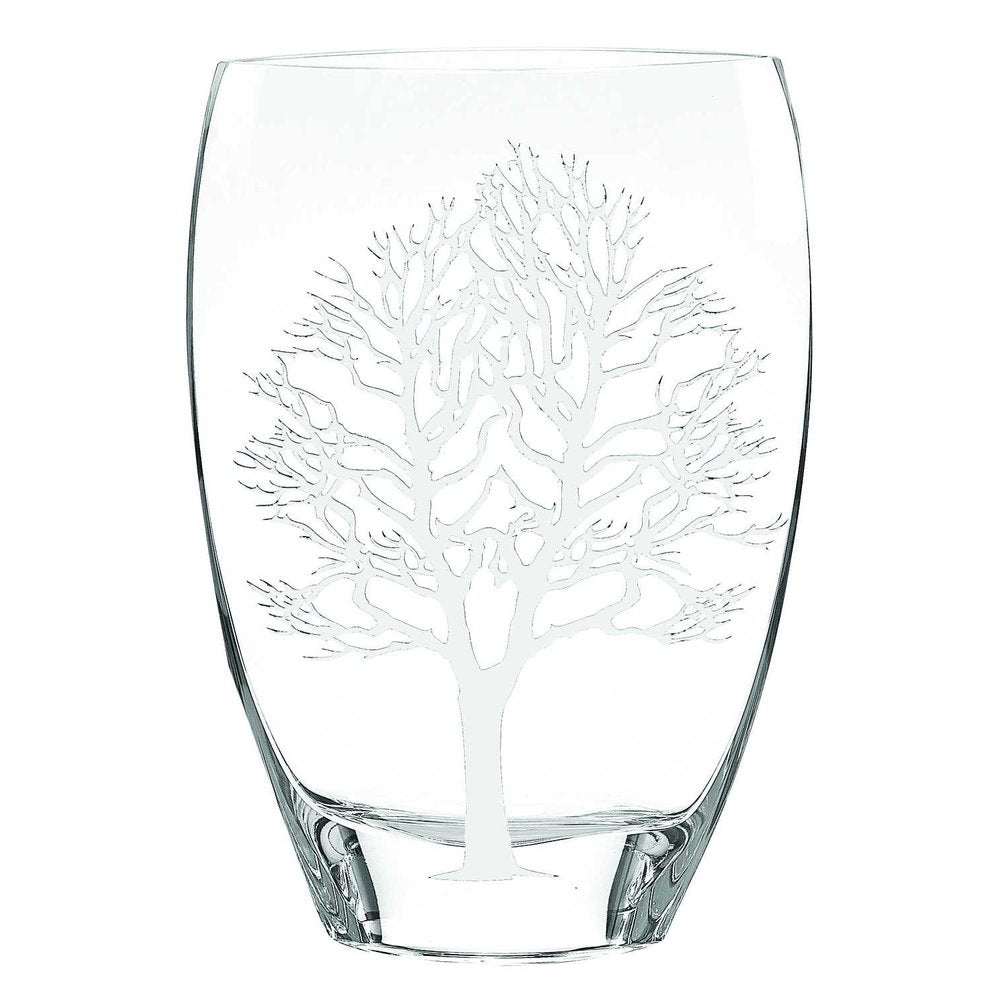 12" Clear And White Tree Of Life Oval Lead Free Crystal Table Vase HomeRoots