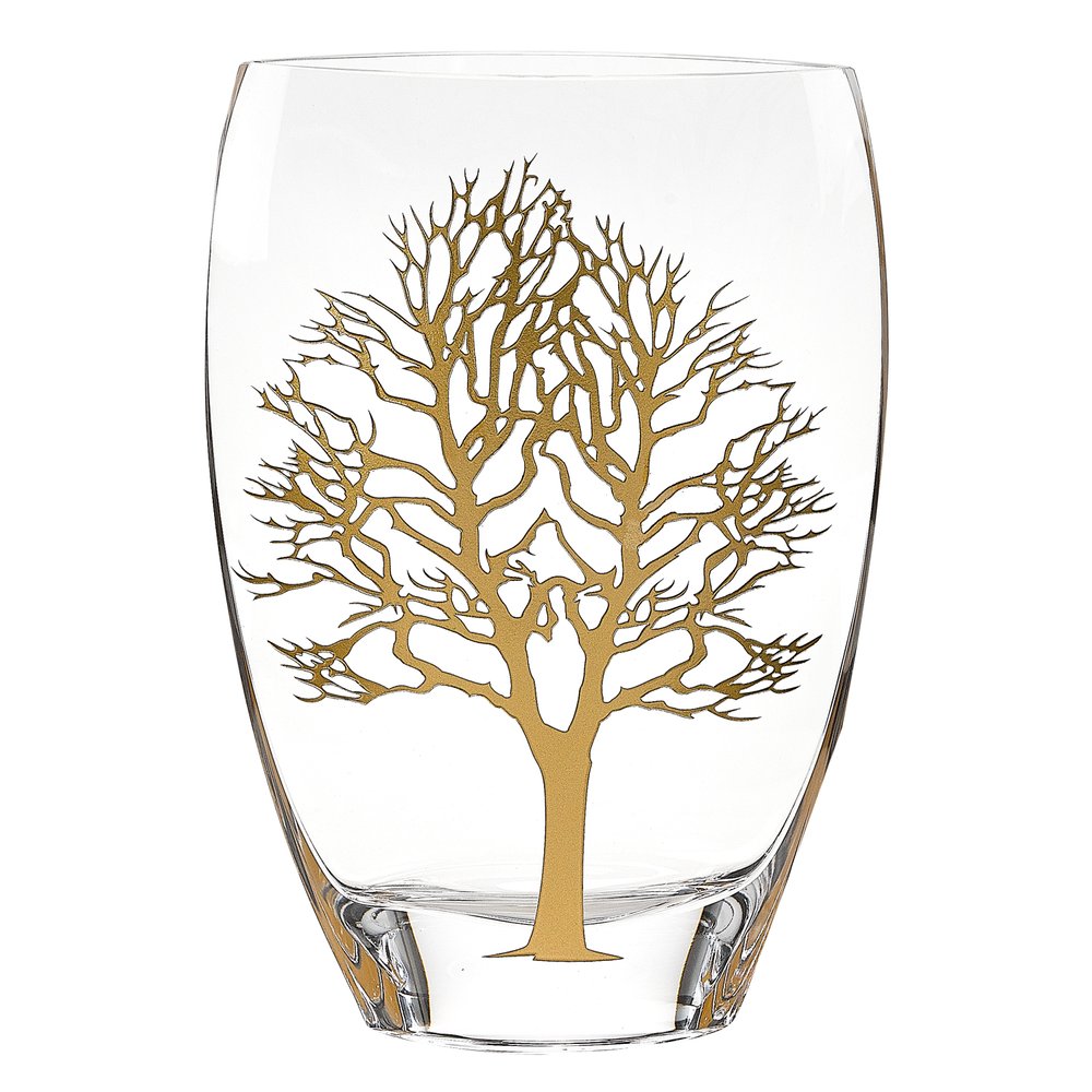 12" Clear And White Tree Of Life Oval Lead Free Crystal Table Vase HomeRoots