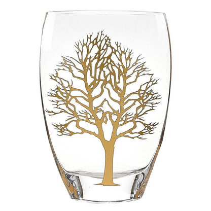 12" Clear And White Tree Of Life Oval Lead Free Crystal Table Vase HomeRoots