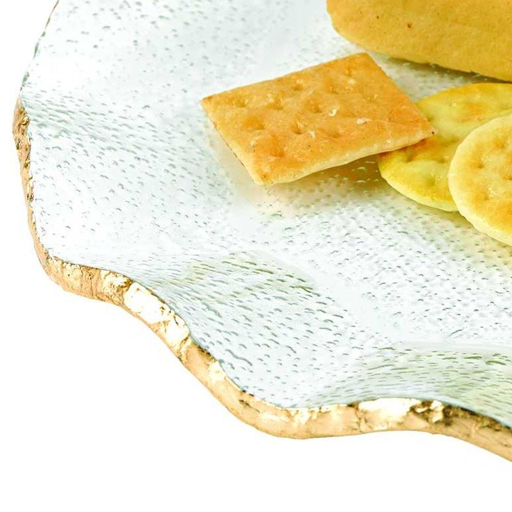13 Mouth Blown Wavy Edge Gold Leaf Platter Or Charger HomeRoots