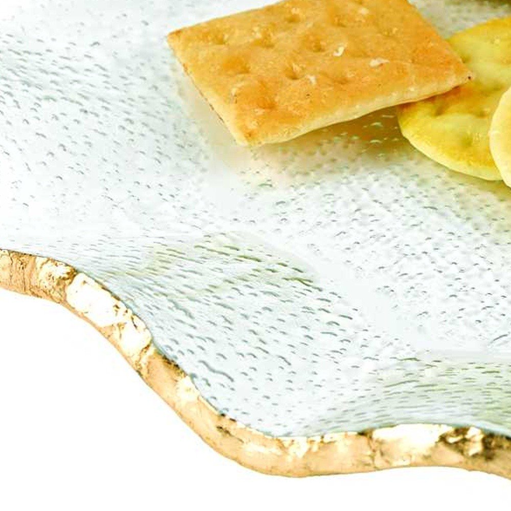 13 Mouth Blown Wavy Edge Gold Leaf Platter Or Charger HomeRoots