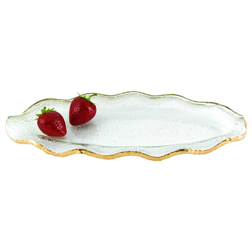 13 Mouth Blown Wavy Edge Gold Leaf Platter Or Charger HomeRoots