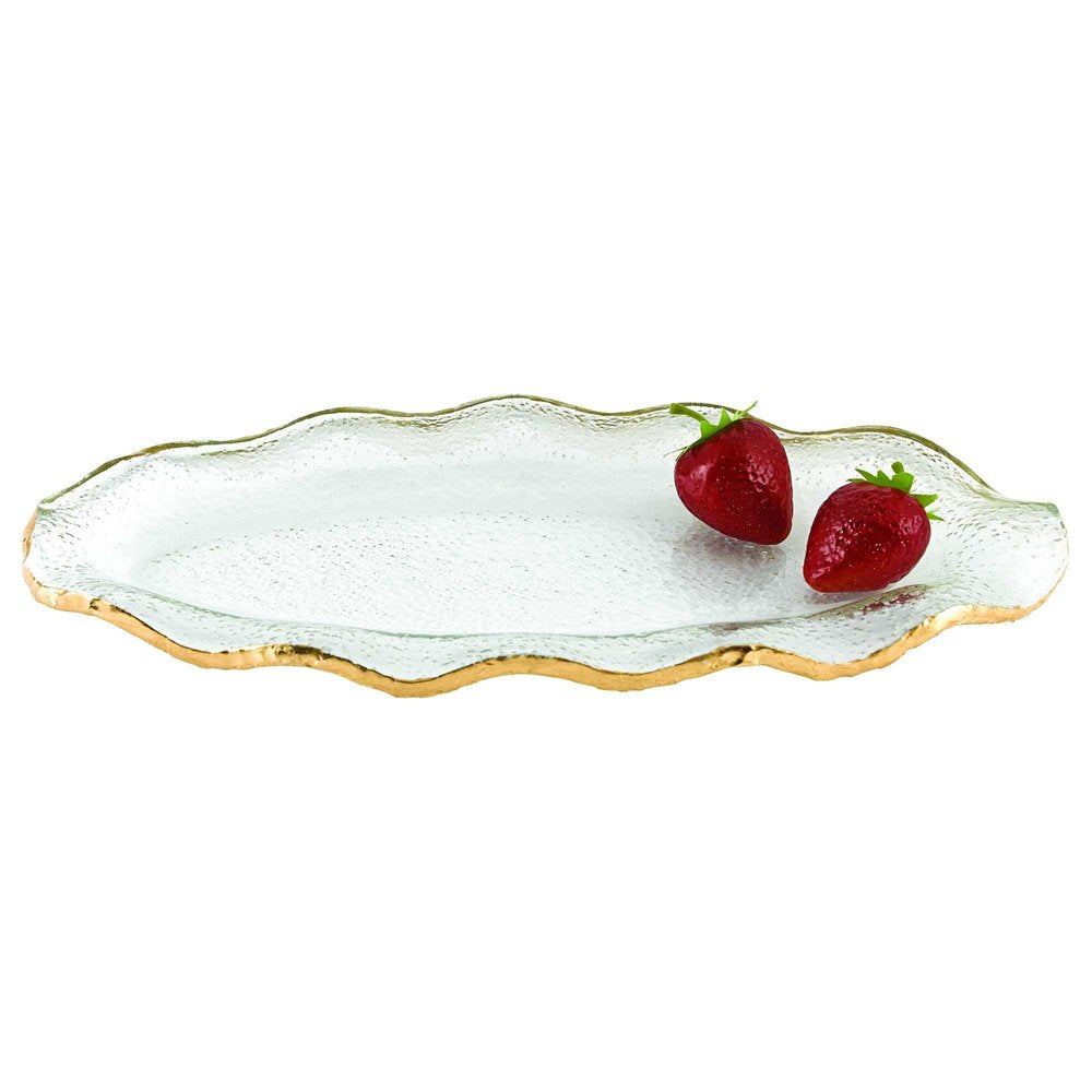 13 Mouth Blown Wavy Edge Gold Leaf Platter Or Charger HomeRoots