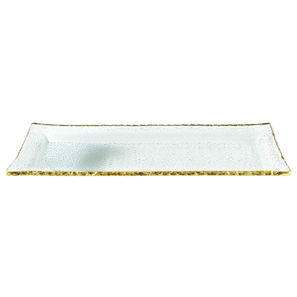 18 Mouth Blown Rectangular Edge Gold Leaf Serving Platter Or Tray HomeRoots