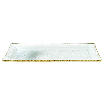 18 Mouth Blown Rectangular Edge Gold Leaf Serving Platter Or Tray HomeRoots