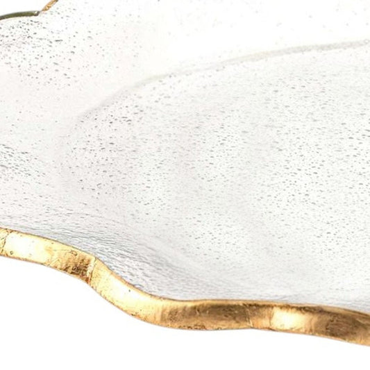 10" Clear And Gold Glass Platter