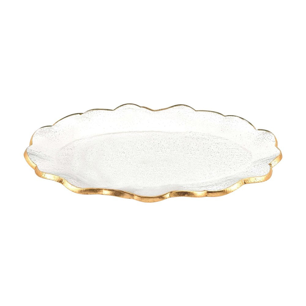 10" Clear And Gold Glass Platter HomeRoots