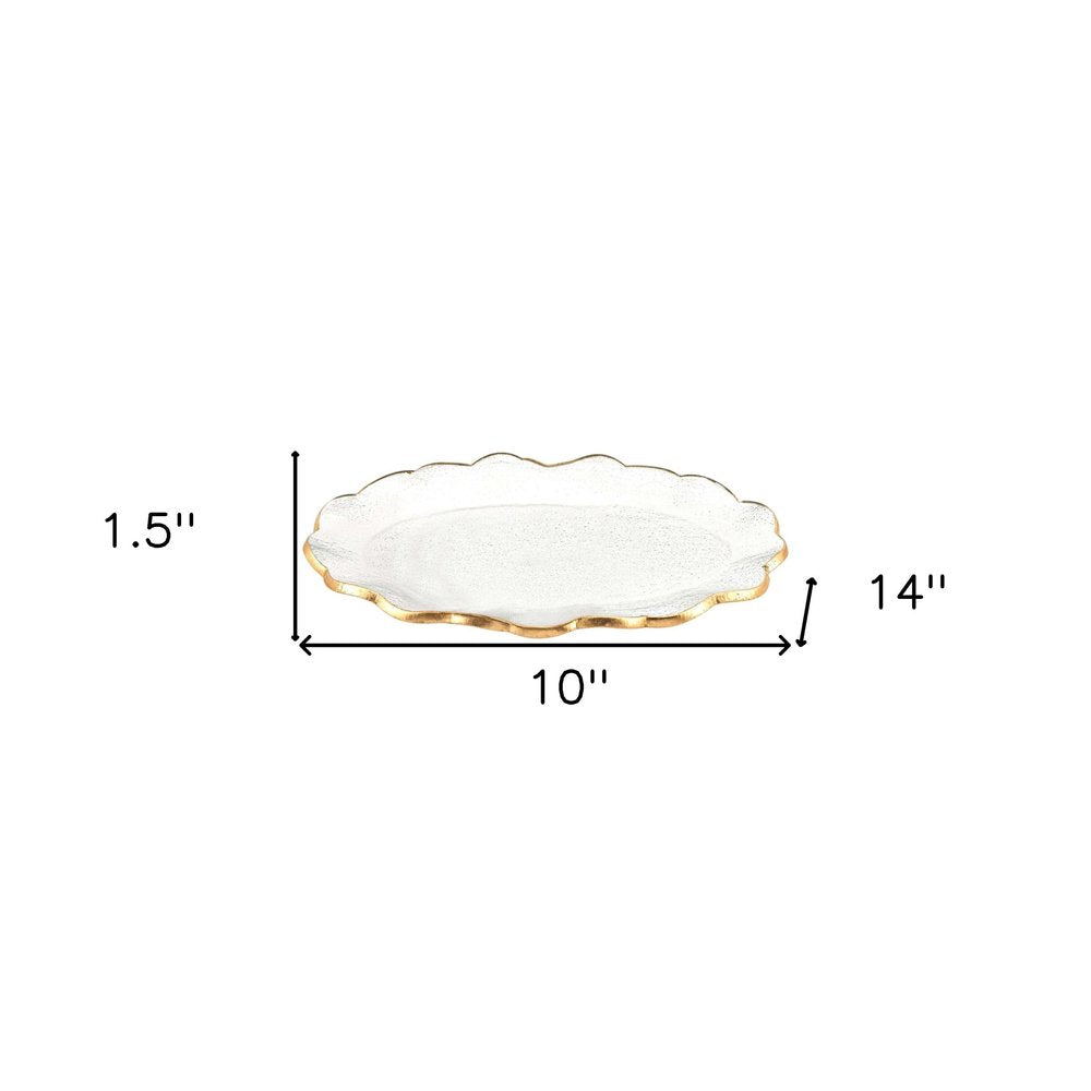 10" Clear And Gold Glass Platter HomeRoots