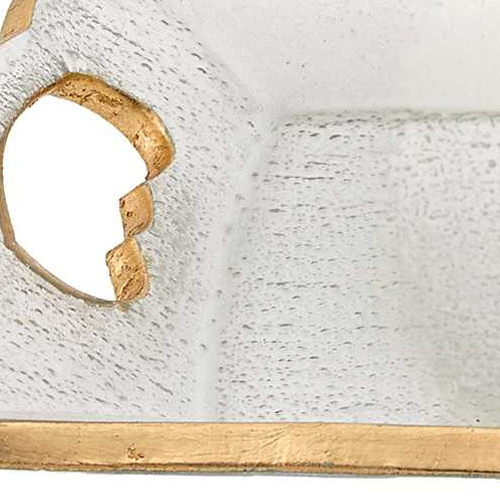 11" Clear And Gold Seeded Glass Serving Tray With Handles HomeRoots