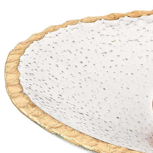 8" Clear And Gold Glass Scalloped Edge Oval Serving Bowl HomeRoots
