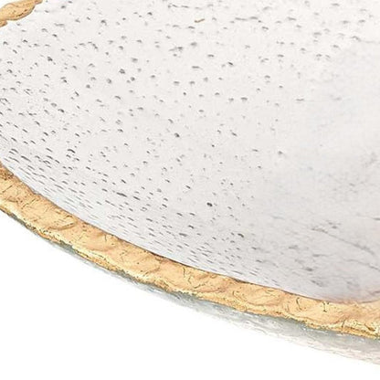 8" Clear And Gold Glass Scalloped Edge Oval Serving Bowl HomeRoots