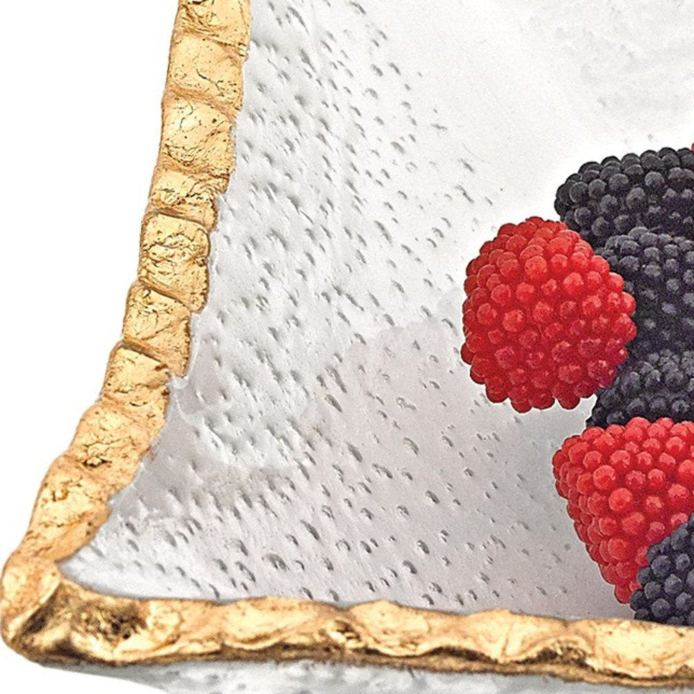 7 Hand Decorated Edge Gold Leaf Square Candy Or Serving Bowl HomeRoots