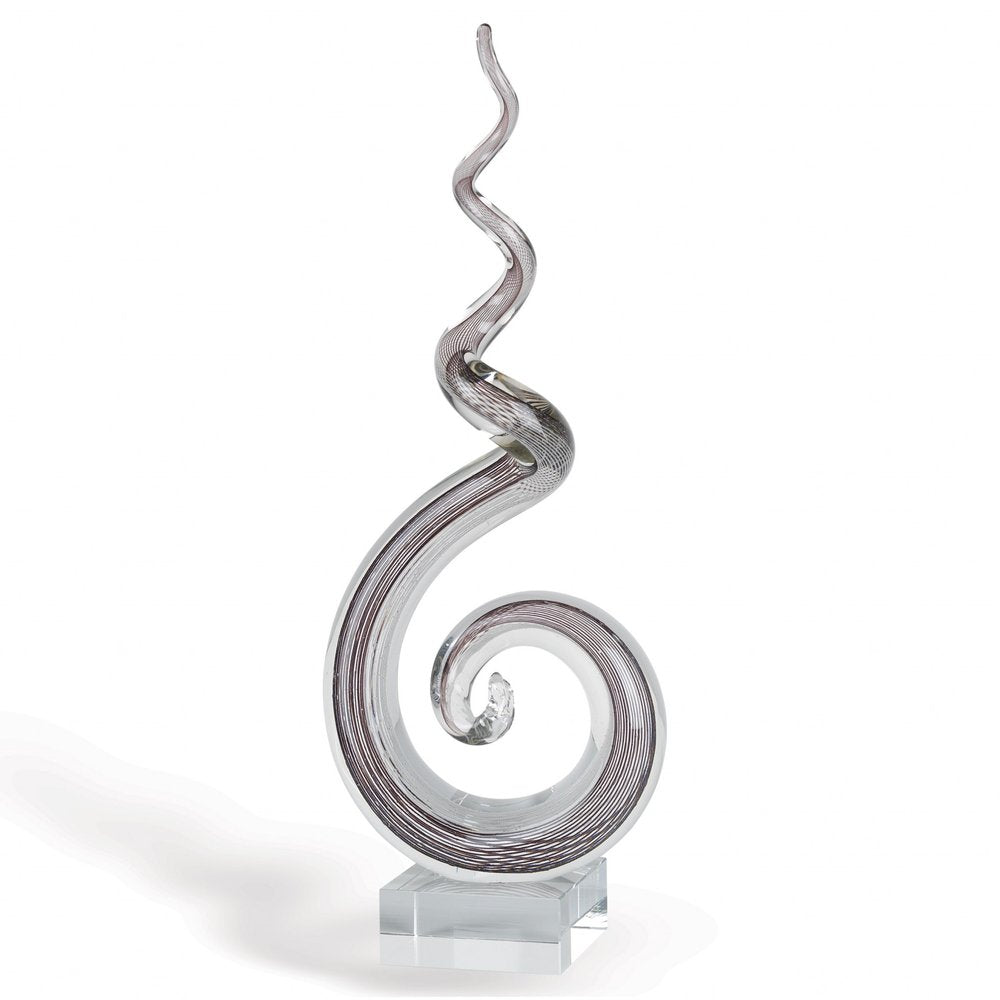 20" Clear and Brown Murano Glass Modern Abstract Tabletop Sculpture HomeRoots